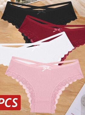 3PCS/Set Women Cotton Panties Sexy Low Rise Lace Brazilian P