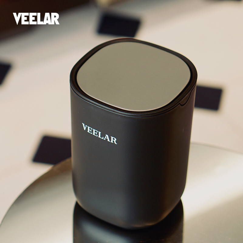 VEELAR桌面垃圾桶家用带盖子迷你高颜值卫生桶卧室餐桌客厅小号新
