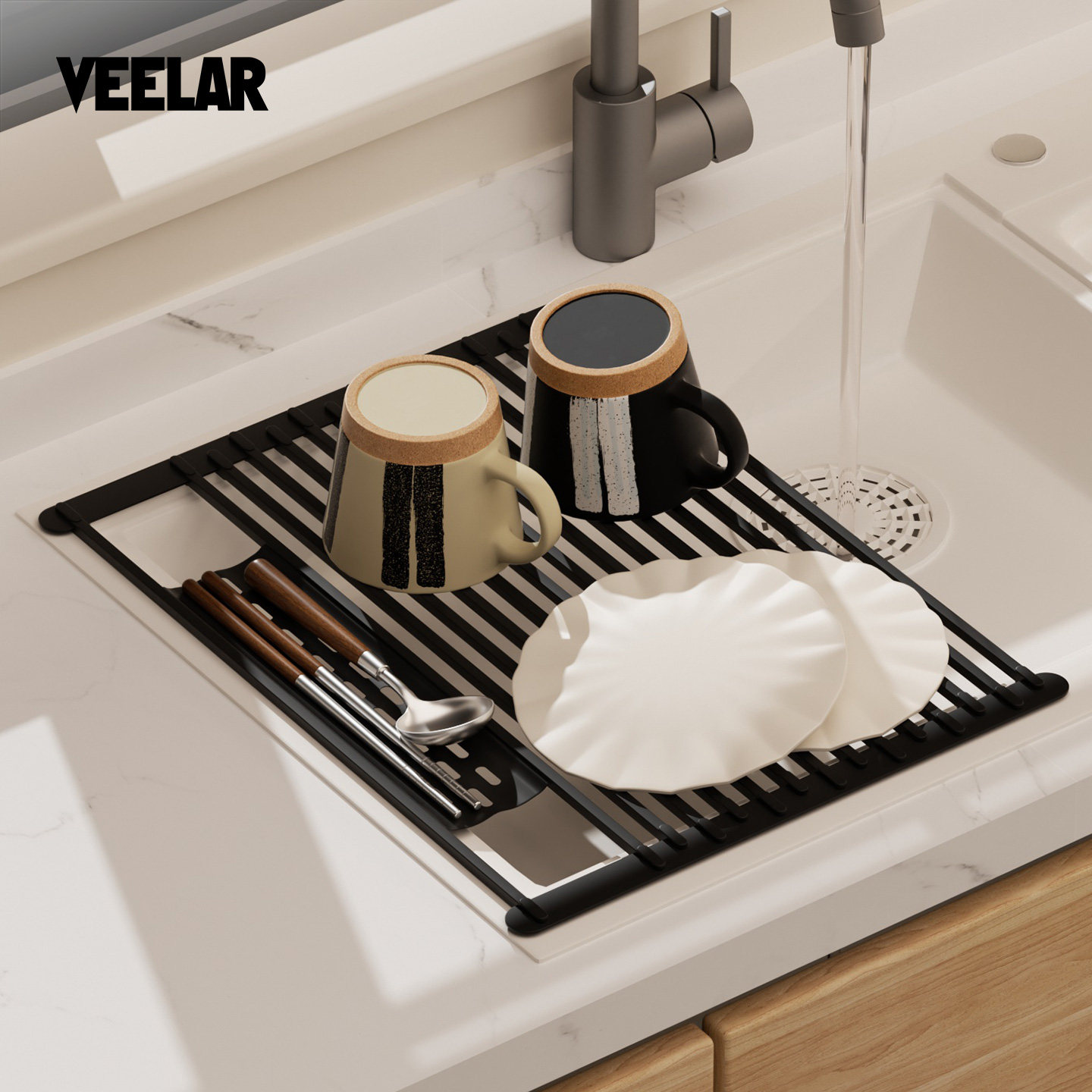 VEELAR厨房沥水架简约储物角架家用折叠神器角厨房多功能置物架