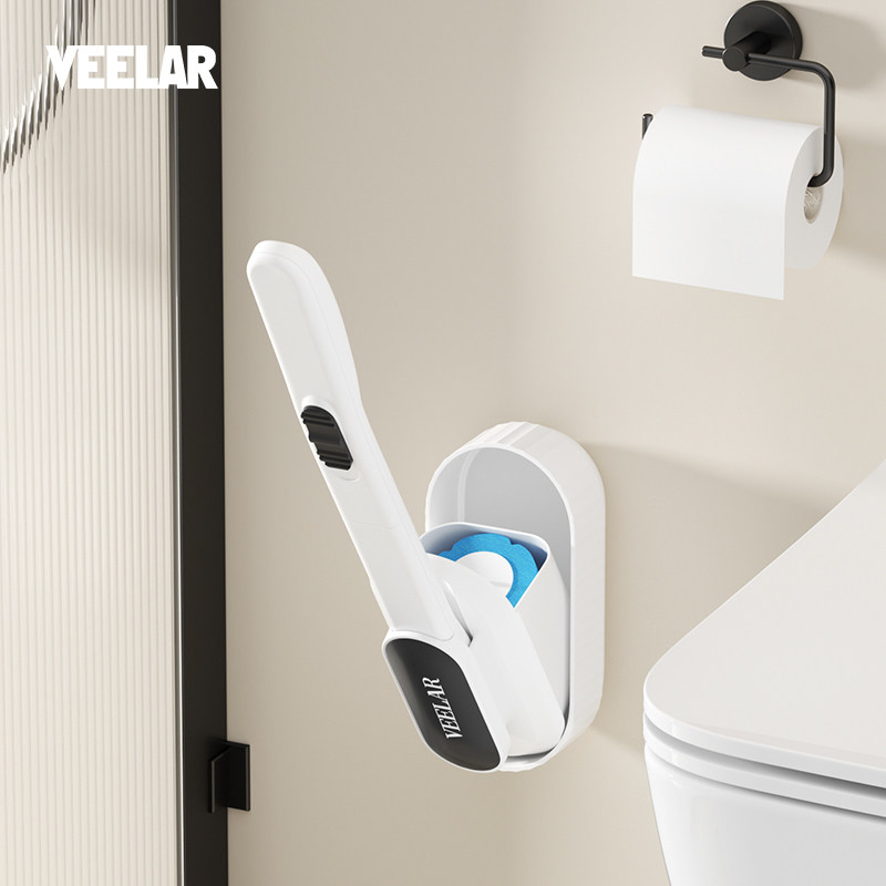 VEELAR一次性刷头马桶刷子带底座替换头日抛式壁挂厕所清洁挂墙式