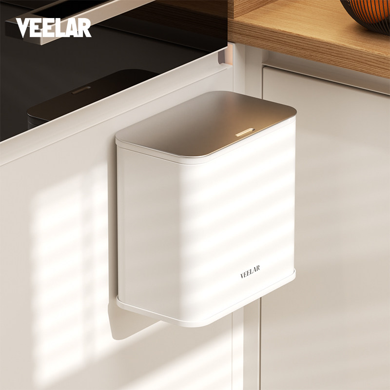 VEELAR壁挂垃圾桶不锈钢带盖子高颜值免打孔挂式化妆室家用厨房厕
