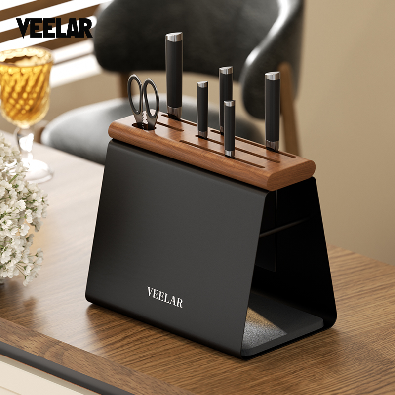 VEELAR刀架多功能置物架厨房家用刀具收筷笼实木通风防霉放刀座