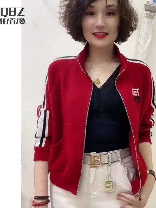 红色棒球服外套女春秋短款立领大码短款小个子ins潮休闲夹克上衣