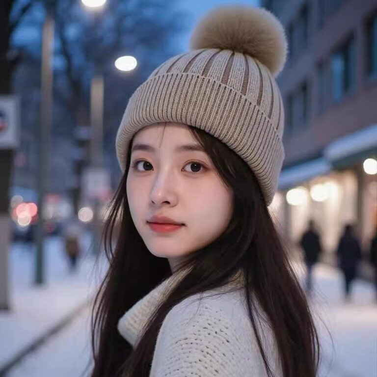 帽子女秋冬天毛线帽韩版兔毛绒针织帽青年百搭护耳保暖狐狸毛球帽