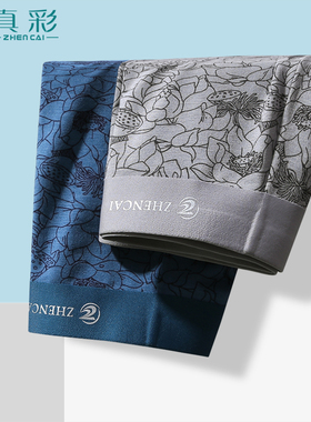 【2条】真彩男士内裤60支柔软无痕平角裤U凸网眼透气裆四角短裤头