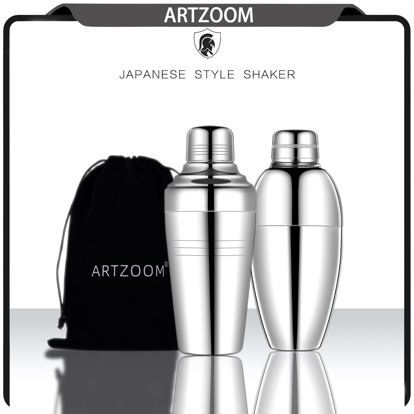ARTZOOM日式英式三段式摇酒壶不锈钢调酒器雪克壶酒具壶Shaker