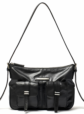 matinkim双口袋机车包黑色油蜡皮腋下托特包日常通勤上班韩国女包