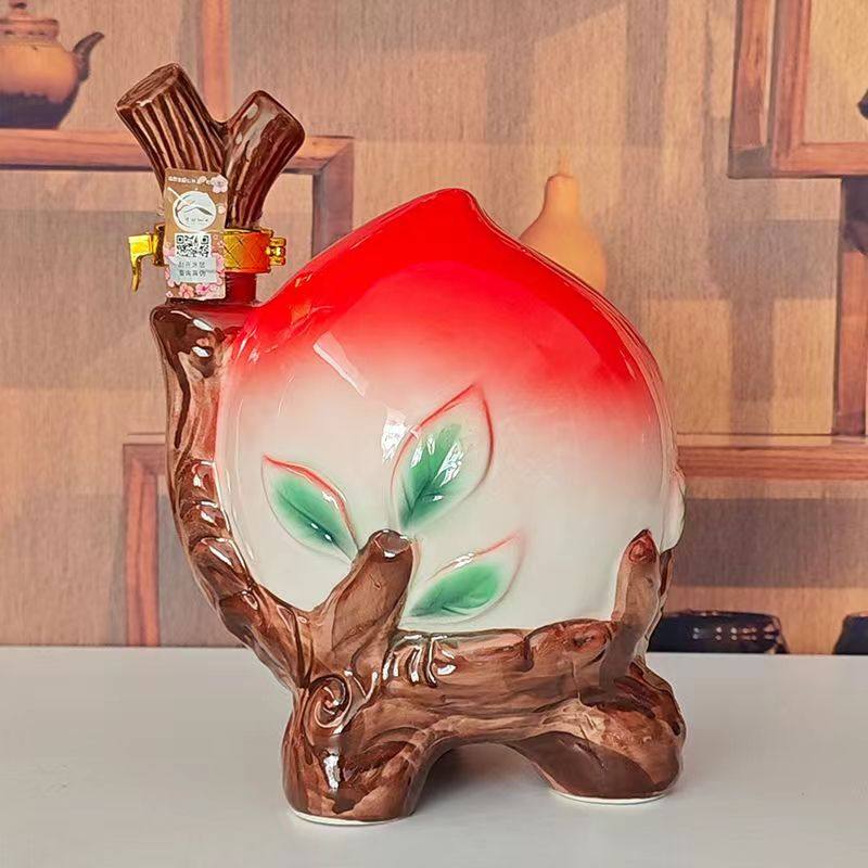 寿桃瓶摆放白酒53度2斤山西杏花清香型纯粮食酒礼盒生日寿宴送礼