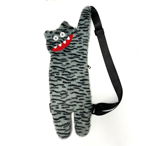 黑猫怪银渐层猫纹胸包女毛绒可爱斜挎包2024新款设计感小众包包女