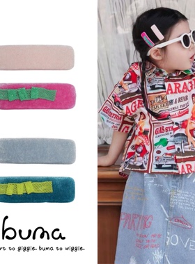 buma好看的手工宝宝发夹儿童发卡flapper油画丝绒新年女孩发饰