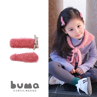 buma好看的女孩手工发夹公主的火龙果粉儿童发卡女宝刘海侧边发夹