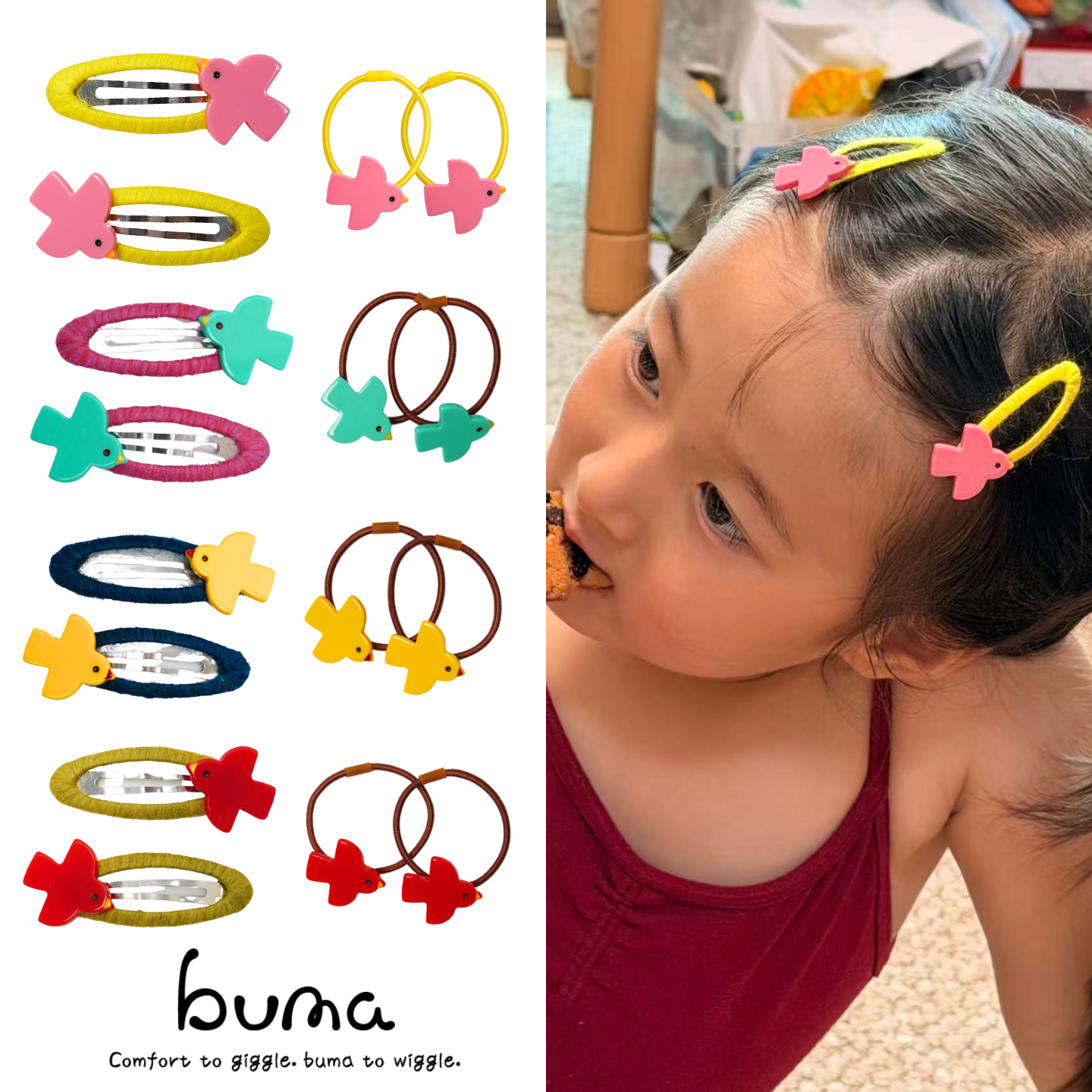 buma侧边夹漂亮小发卡可爱的发夹边夹女童手工女宝小鸟动物发饰