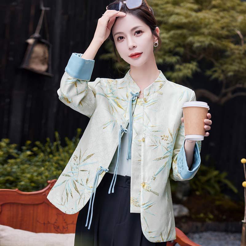 小香风外套女春秋小个子设计感小众新中式轻国风盘扣上衣短款