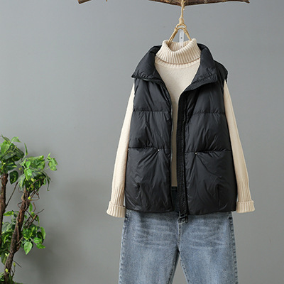 2023冬季羽绒服马甲背心女士短款宽松百搭休闲时尚白鸭绒坎肩批发