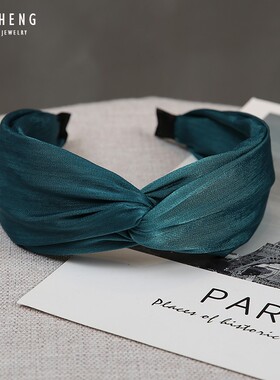 韩国东大门新款复古缎面压发箍女日韩发卡宽边简约百搭头箍韩版