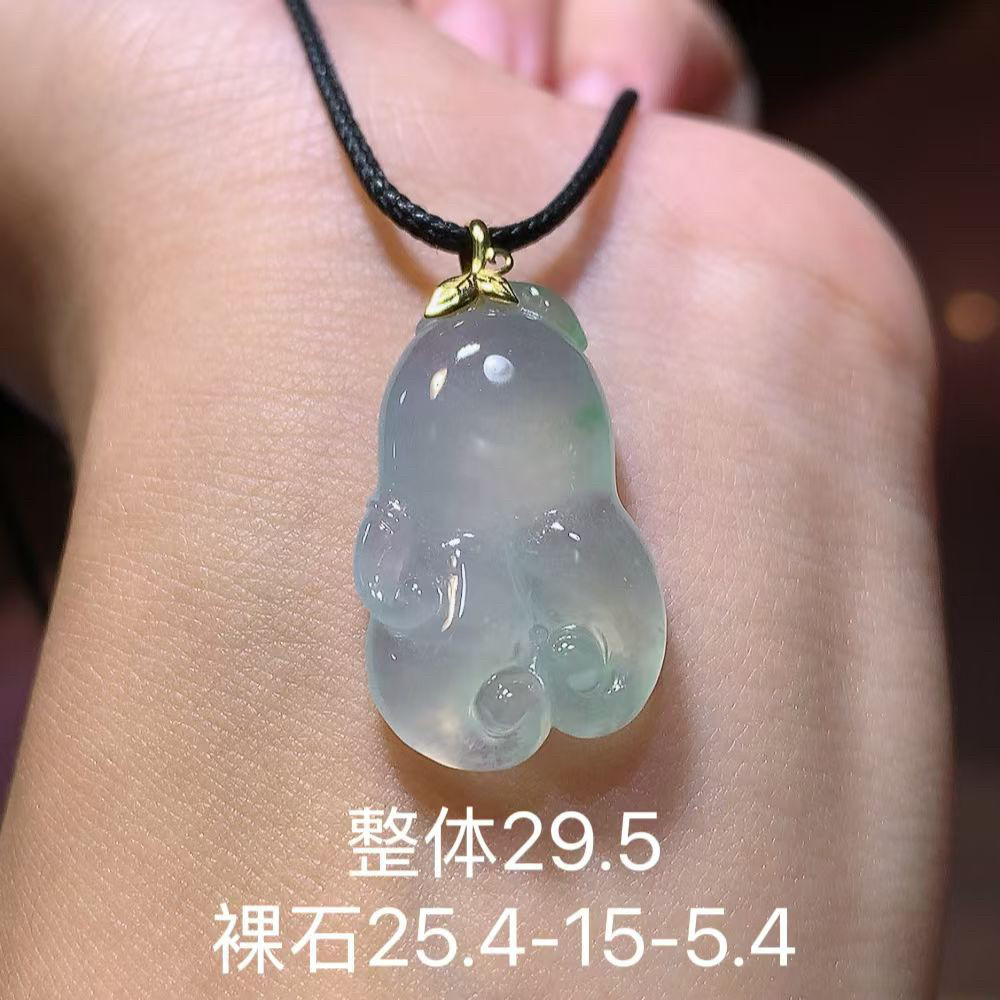 天然翡翠缅甸翡翠A货18K金冰种佛手吊坠天然玉石挂件