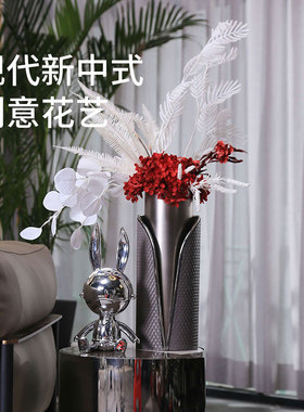 现代新中式创意高档轻奢雕塑摆件客厅样板房玄关装饰摆设家居饰品