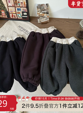 儿童加绒裤子冬2025新款中小童休闲裤宝宝保暖加厚百搭长裤C-K435