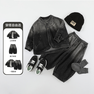 中小童韩版 男童套装 春季 2026春秋新款 宝宝水洗两件套AT075 上衣裤