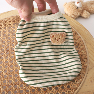 德文猫夏季薄款猫咪衣服幼猫小猫高颜值条纹小熊背心透气舒适夏装