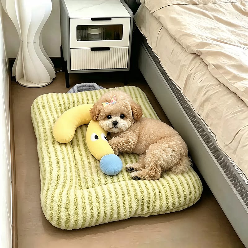 狗垫子睡觉用冬天加厚狗窝垫冬季保暖舒适室内幼犬手提条纹沙发窝
