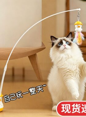 猫玩具逗猫棒幼猫自嗨解闷逗小猫玩可旋转羽毛塑料趣味互动逗猫用