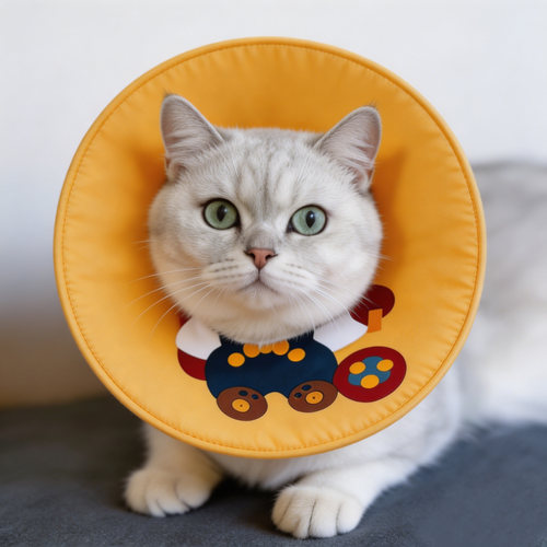伊丽莎白圈猫绝育项圈防舔猫咪脖圈小熊图案可爱装饰防护圈银渐层