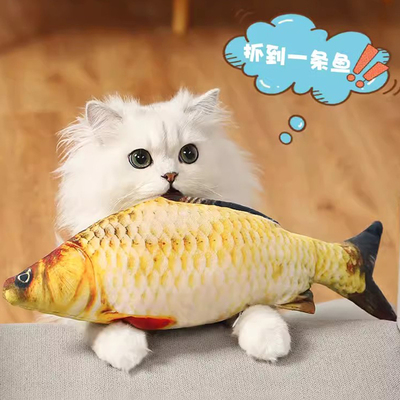猫咪磨牙玩具布偶猫专用猫薄荷仿真鱼抱枕幼猫逗猫棒自嗨宠物用品