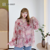 300斤胖莹莹大码 碎花甜美系带复古宽松遮肉显瘦加肥衬衫 女装 法式