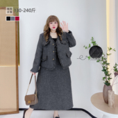 外套半身裙套装 2026春款 小香甜美夹棉高级感小洋装 女装 胖莹莹大码