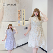 胖妞甜美显瘦短款 温柔风小个子改良旗袍裙胖莹莹大码 女装 连衣裙