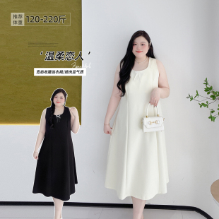 高智通勤風胖瑩大碼 2025溫柔優(yōu)雅蝴蝶結(jié)A字背心裙簡約連衣裙 女裝