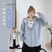 女装 2025秋季 胖莹莹大码 胖mm清新减龄休闲宽松拉链连帽卫衣外套
