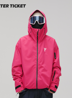 WinterTicket双单板自由式OVERSIZE宽大嘻哈火龙果滑雪3L夹克雪服