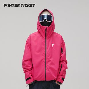 WinterTicket双单板自由式 OVERSIZE宽大嘻哈火龙果滑雪3L夹克雪服