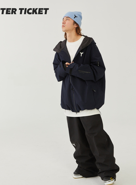 WinterTicket双单板自由式OVERSIZE宽大嘻哈Recco滑雪3L夹克雪服