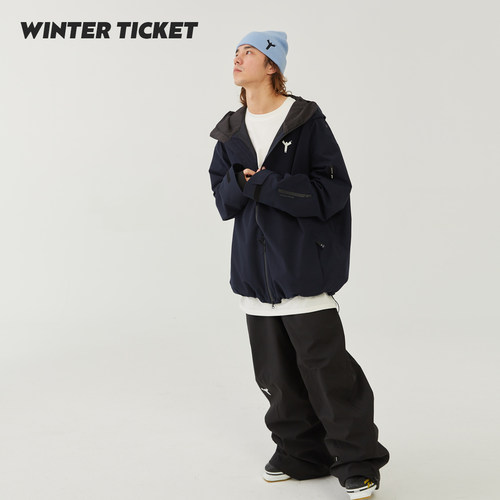 WinterTicket双单板自由式OVERSIZE宽大嘻哈Recco滑雪3L夹克雪服