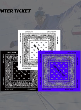 WINTER TICKET滑雪飘带腰果花方巾男女嘻哈街舞潮牌缎面雪纺头巾