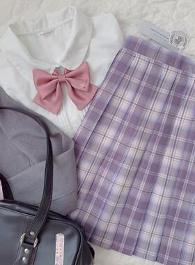 春日部【捕梦蝶】现货 原创格裙少女jk制服正统浅紫色百褶短裙