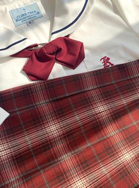 春日部【春日宴】原创红色格裙jk制服正统少女百褶优等半身裙显白