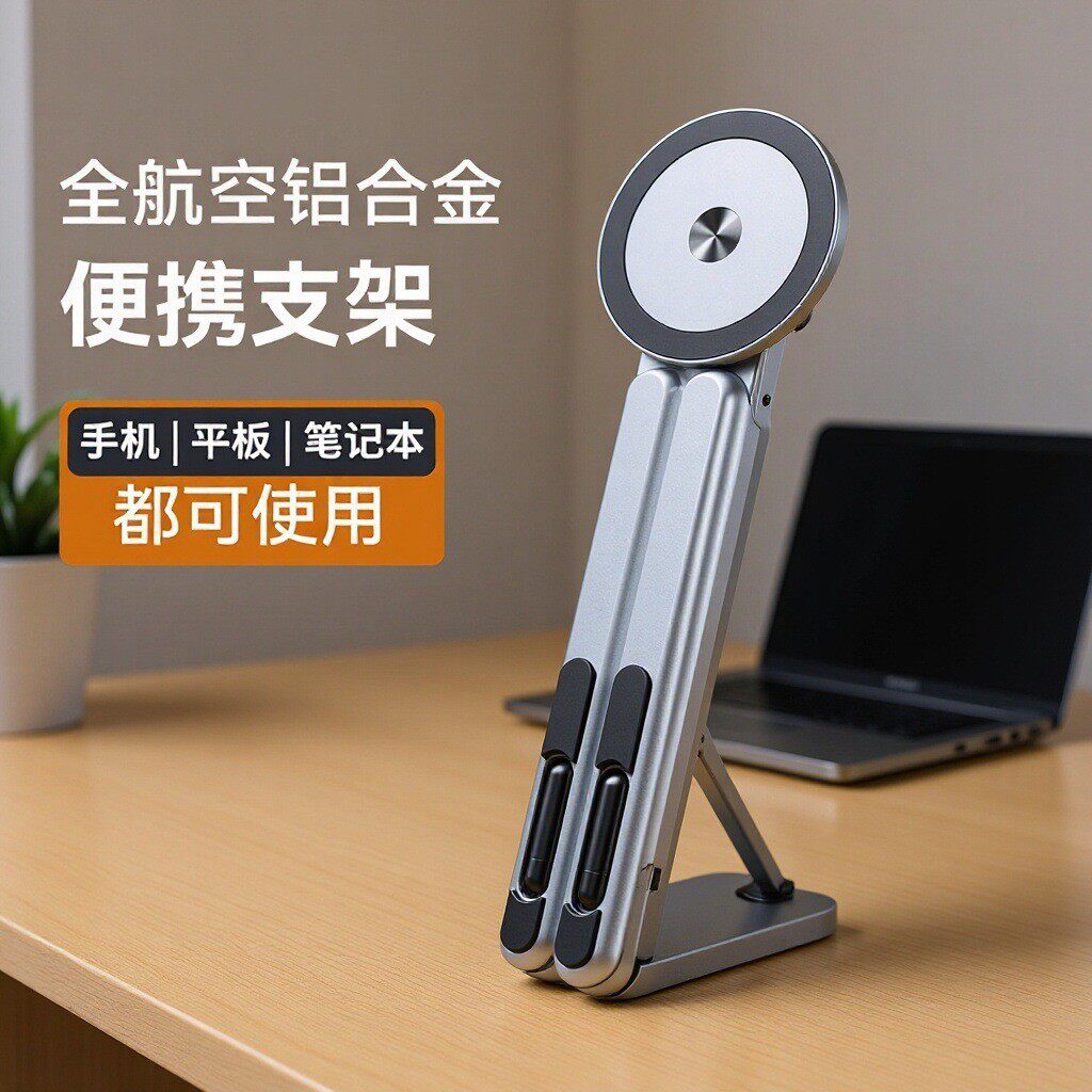 新款磁吸铝合金支架便携式多功能平板笔记本通用支架