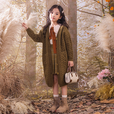 女童毛衣开衫外套秋冬款