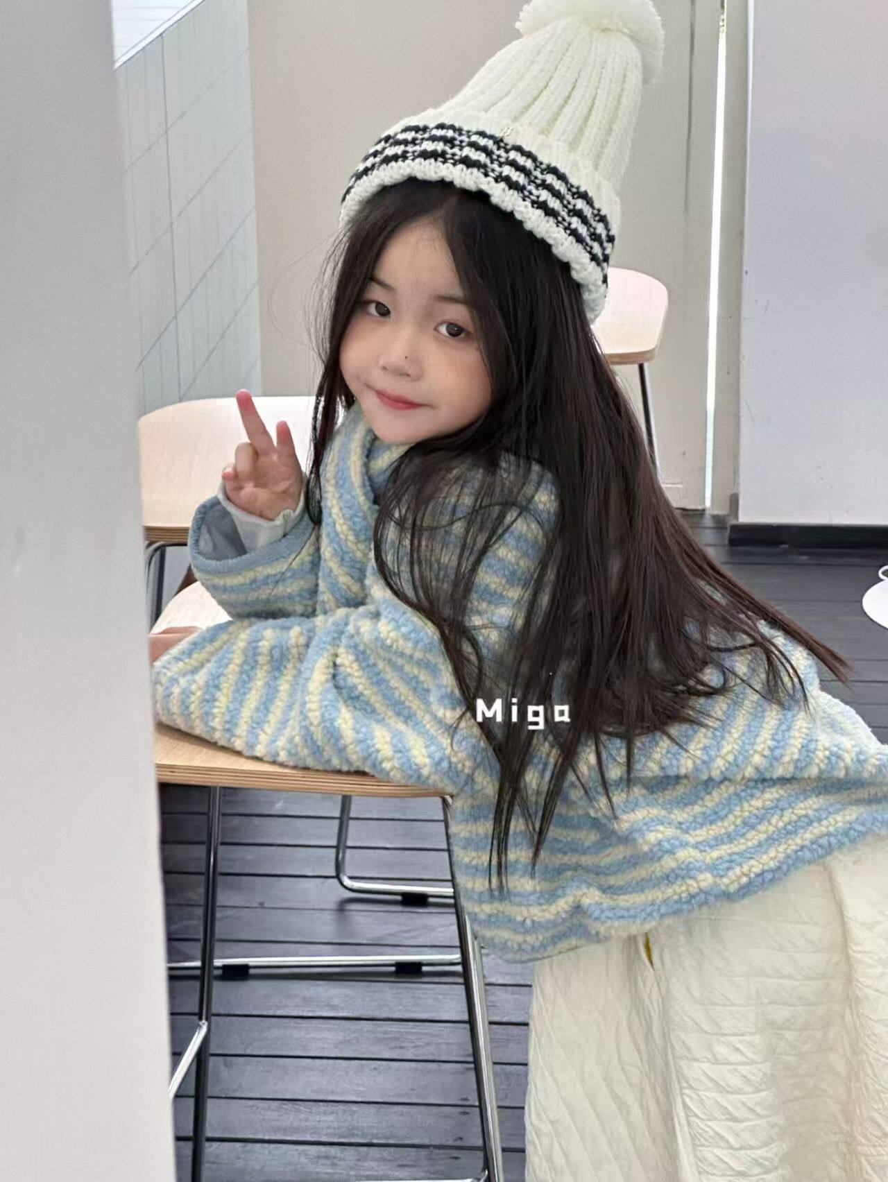 两面穿条纹外套2025年冬季新款女童韩系长袖上衣亲子