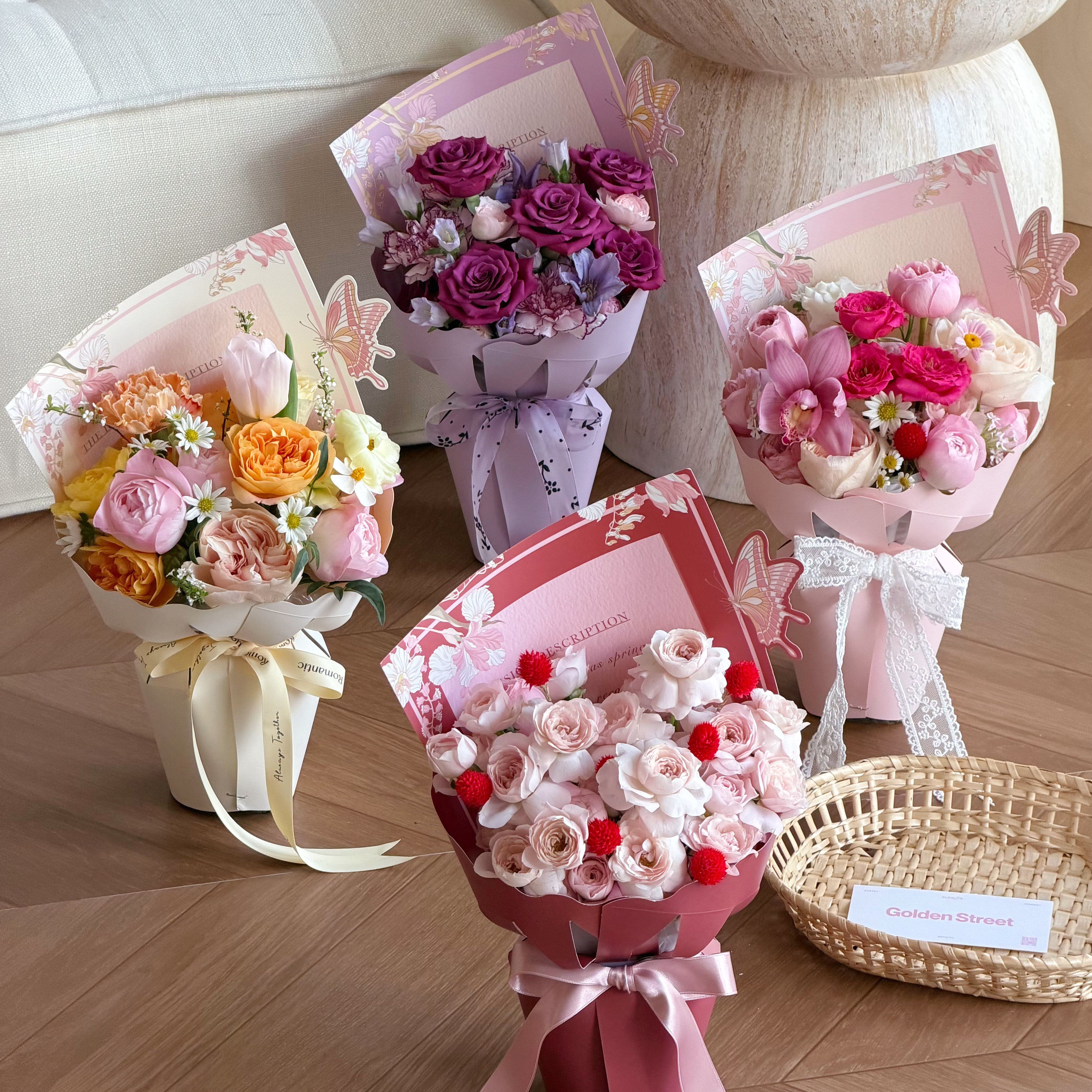 花信一体定型片鲜花束包装纸