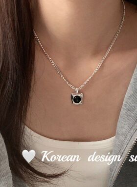 insS925项链小众方牌项链饰品日