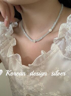 戴925韩国纯银滴胶雏菊叠项链Ins