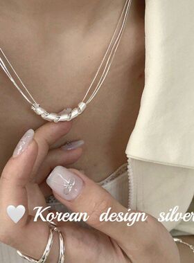 创意拉丝锁骨饰品多层韩国ins风