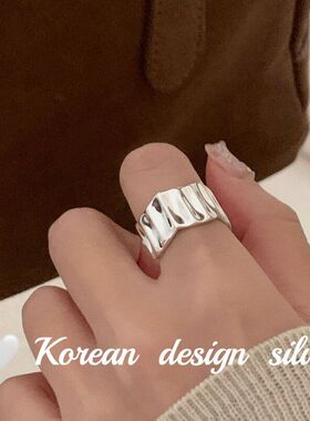 新款韩国戒指纯银亮竖秋冬条纹