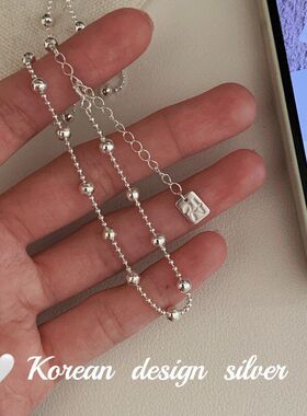 珠子链韩国吊坠锁骨亮纯银银饰品