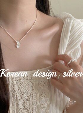 方形韩版简约ins项链白锁骨风小